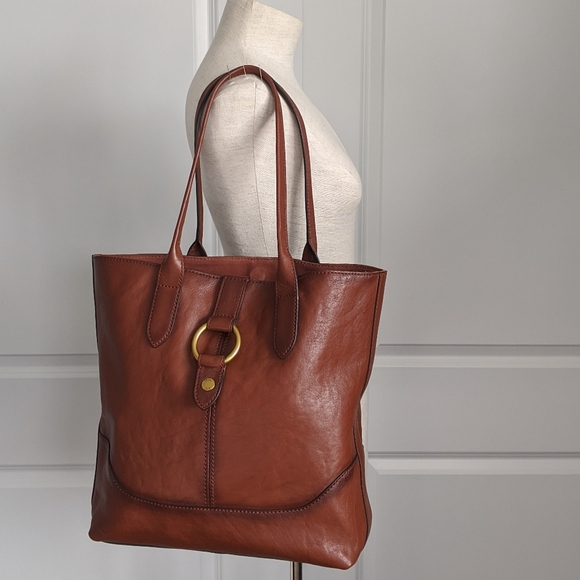 Frye Handbags - Frye Cognac Leather Ring Shoulder Tote Large NWT